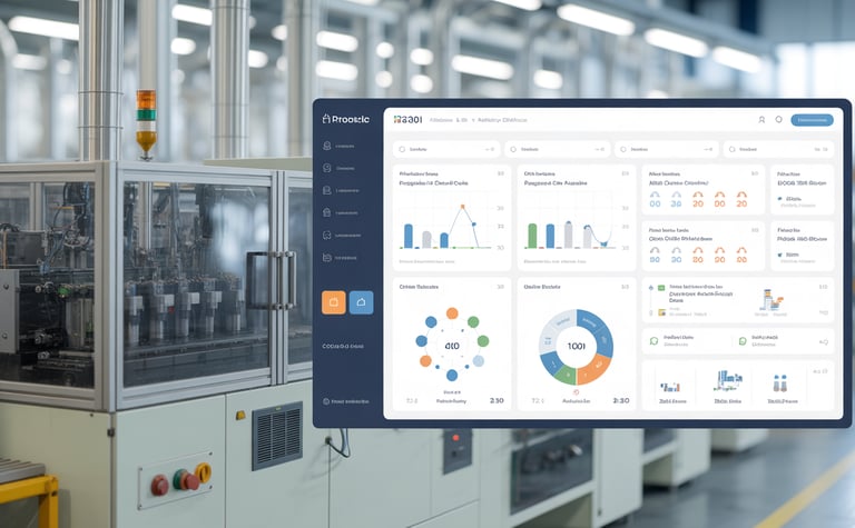 Dashboard Con Indicadores Produccion, Disponibilidad, Desempeño, Calidad, OEE