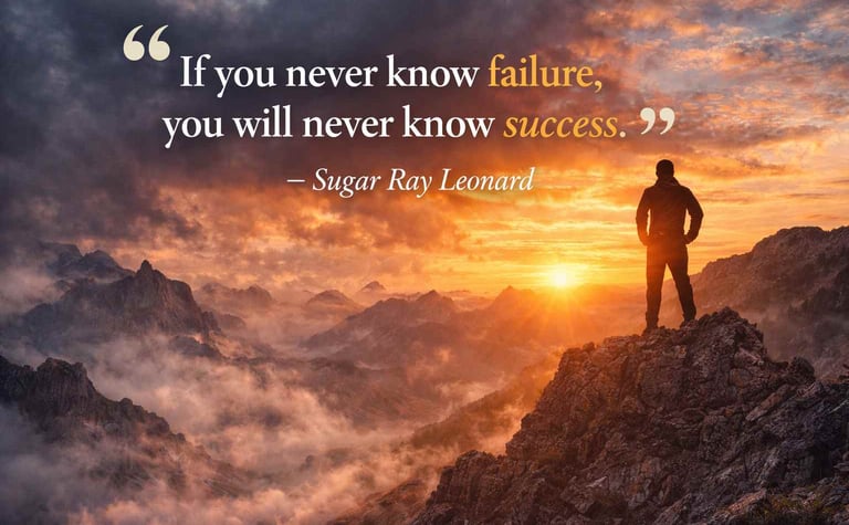 Monday Motivation Quote If you never know failure you will never know success - Sugar Ray Leonard