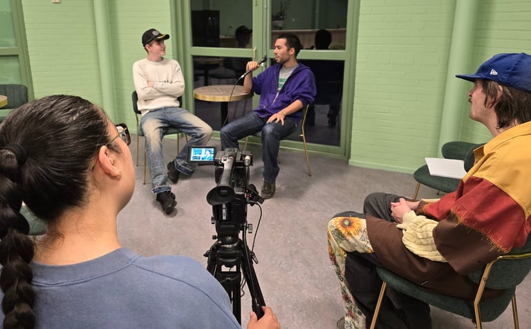 Youth practicing interview and camera set ups