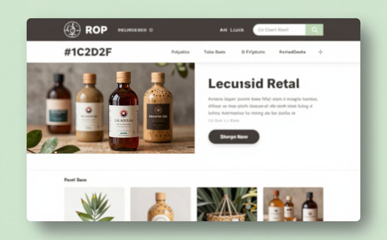 A split-screen composition showing a professional user interface for a retail website on the right and a Malaysian artisan product on the left. High-quality commercial lighting, featuring #1C2D2F and #F0F5ED to convey reliability and modern commerce.