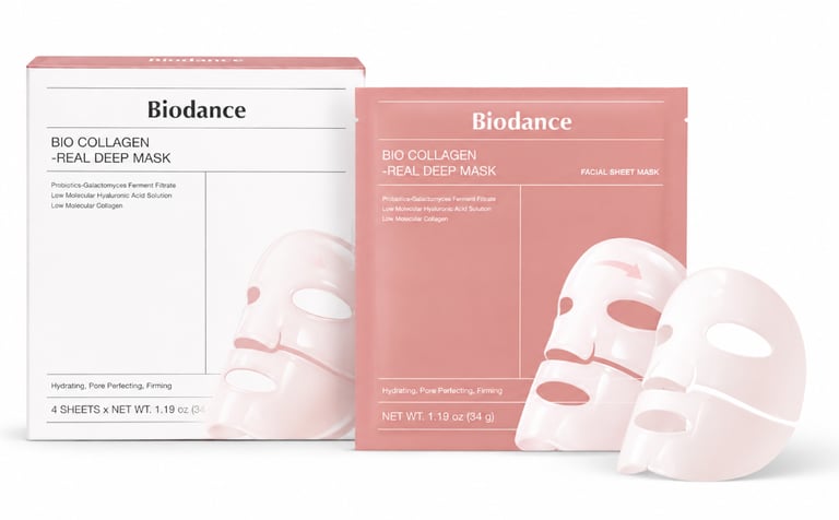 BIODANCE Bio-Collagen face mask packet, the best self care Sunday product for plumper skin overnight