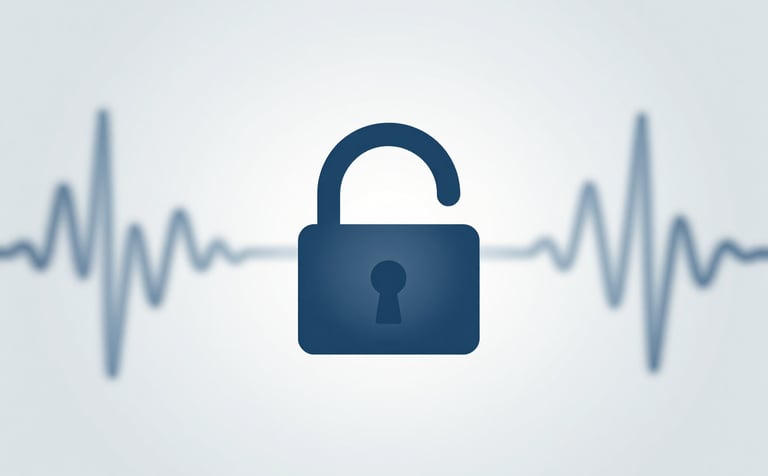 A conceptual, modern abstract image representing data security and performance. Stylized digital waveforms and a subtle lock icon using #1C2B3A and #476C7D. Clean, professional, and trustworthy visual style.