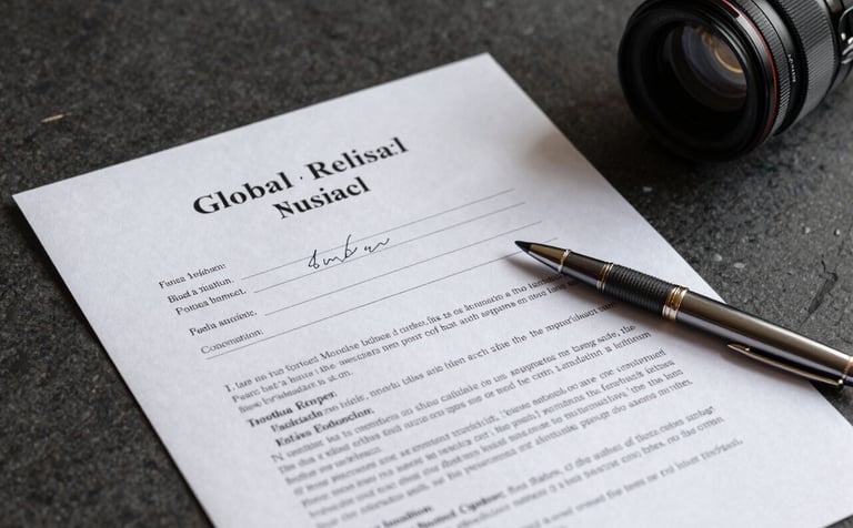 A detailed, professional photograph of signed legal documents and a luxury pen on a Deep Charcoal desk. Sophisticated lighting highlights the texture of the paper. Global / Professional Business theme.
