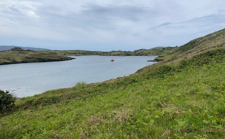 Belle Colombe at Anchor in Lonehort Harbour