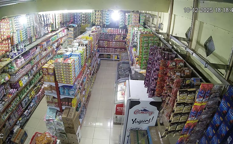 a store with a carton of food and drinks