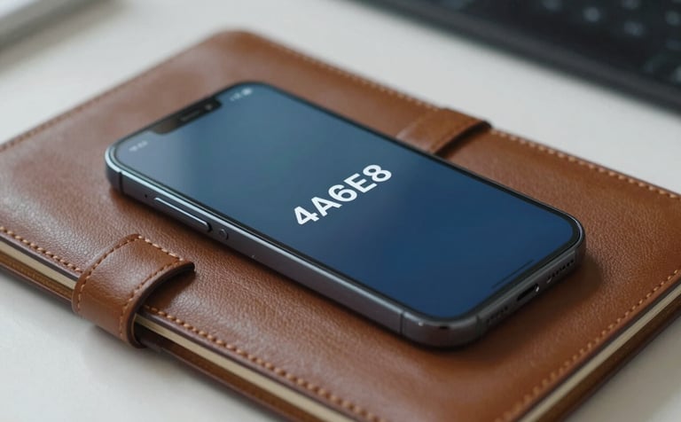 Close-up of a high-quality smartphone and leather planner on a desk, representing direct communication and organization. The aesthetic is professional and trustworthy, incorporating #4A6E82 tones and soft shadows.