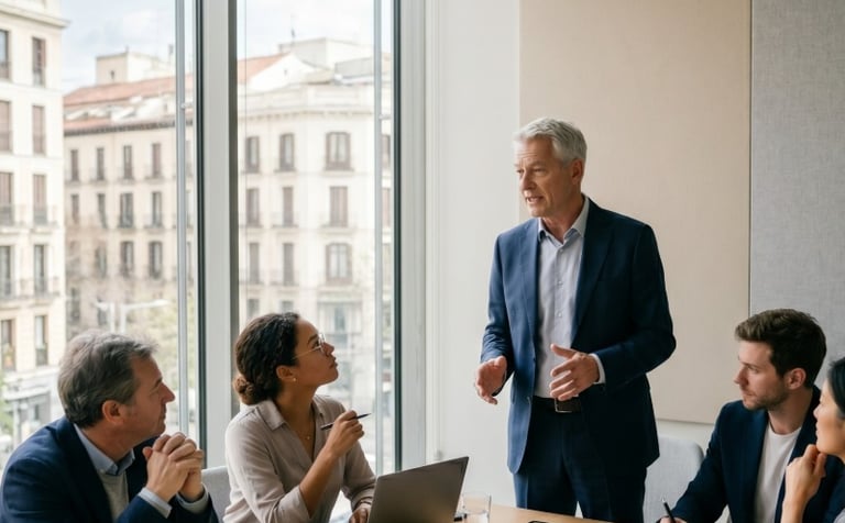 COO Fractional liderando reunión del equipo de operaciones