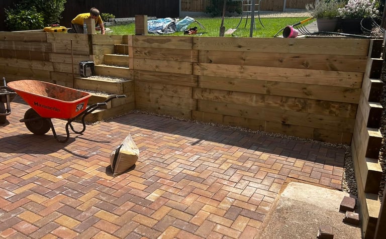 Functional garden steps installed in Worcester by B R Building and Landscapes