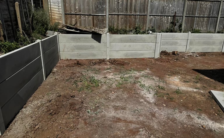 Sturdy garden retaining wall in Worcester property