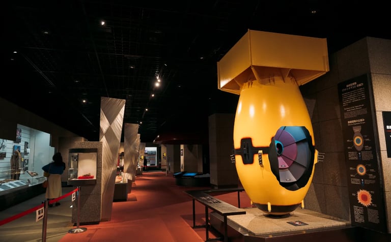Scale model of the atomic bomb displayed at the Nagasaki Atomic Bomb Museum