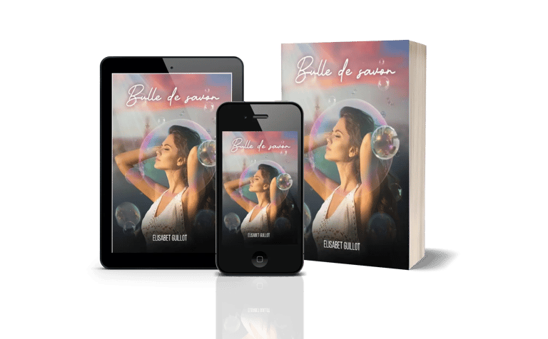 Mockup ebook et broché de "Bulle de Savon", l'autobiographie d'Elisabet Guillot.
