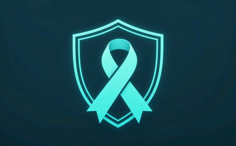 A sophisticated, high-tech digital shield icon with a glowing cyan ribbon, rendered in a thin-line outline style. The background is a deep midnight teal (#003B42), evoking financial stability and regulatory compliance in the European market.