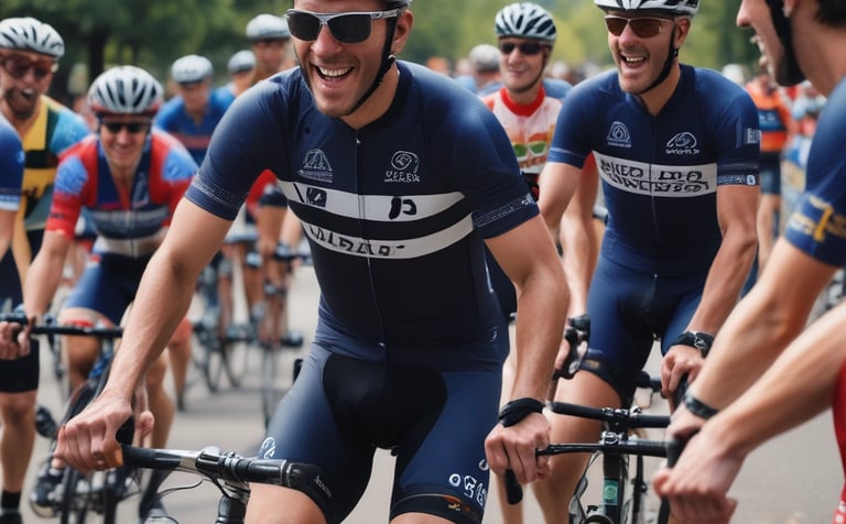 A group of cyclists training on a scenic road.