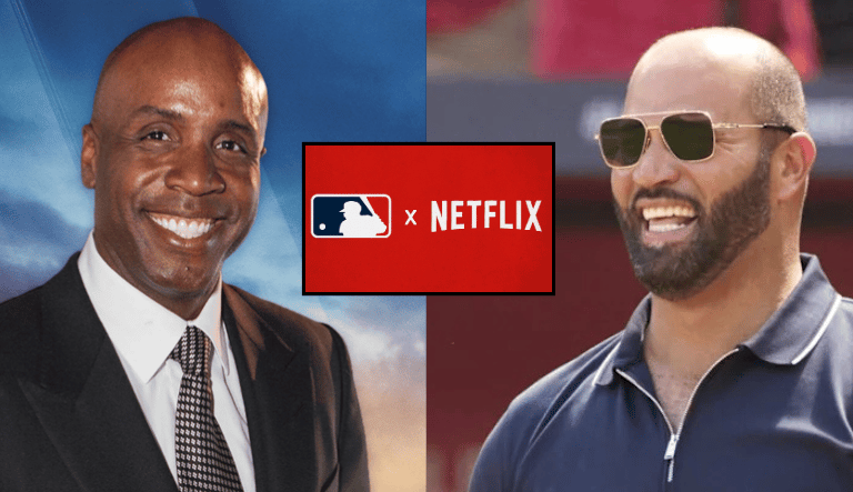 Barry Bonds (left) and Albert Pujols (right) will headline Netflix's coverage of MLB Opening Day 2026