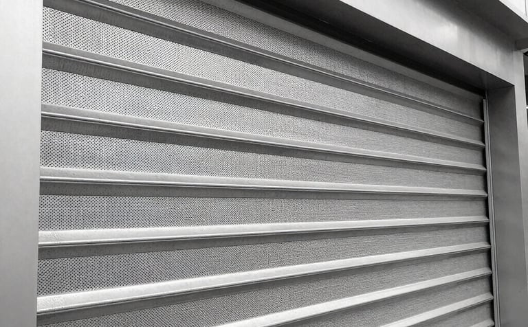 A close-up photograph of a professional 3D illuminated sign mounted on a modern dark slate building facade. The lighting is soft off-white, highlighting the metallic precision and high-quality finish of the logo.