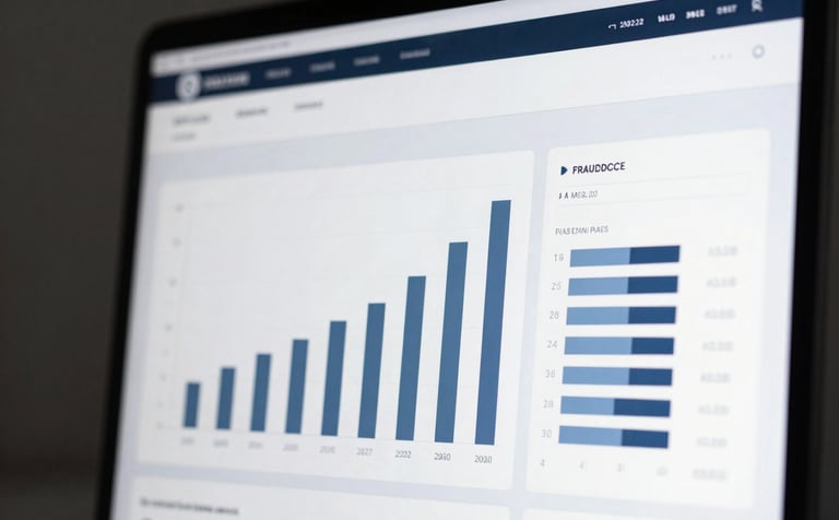 A close-up of a high-tech digital screen displaying professional data analytics graphs in a clean, modern interface. The lighting is crisp and cool, featuring deep #1A202C backgrounds with highlights in #A0AEC0.