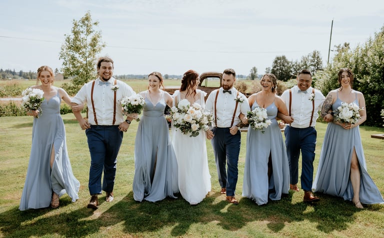 Hithcing Post Wedding Vanue bridal party walking surrey bc