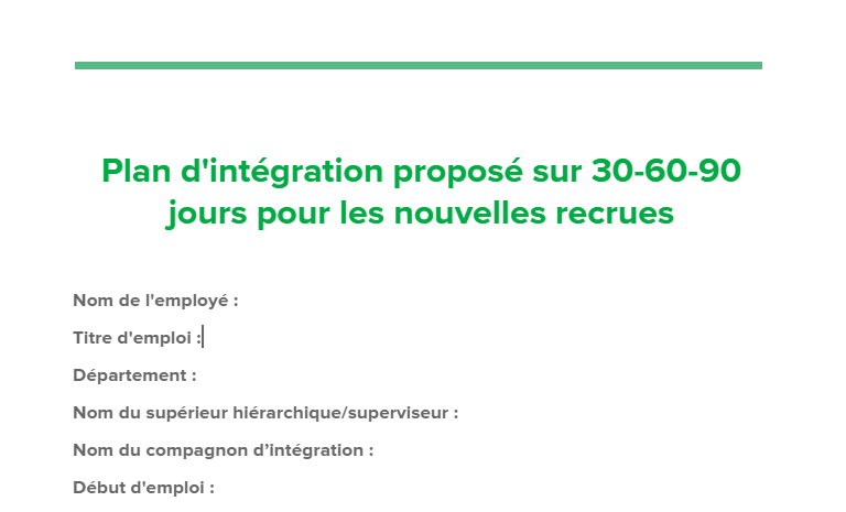 modèle fiche d'intégration nouveau salarié pdf