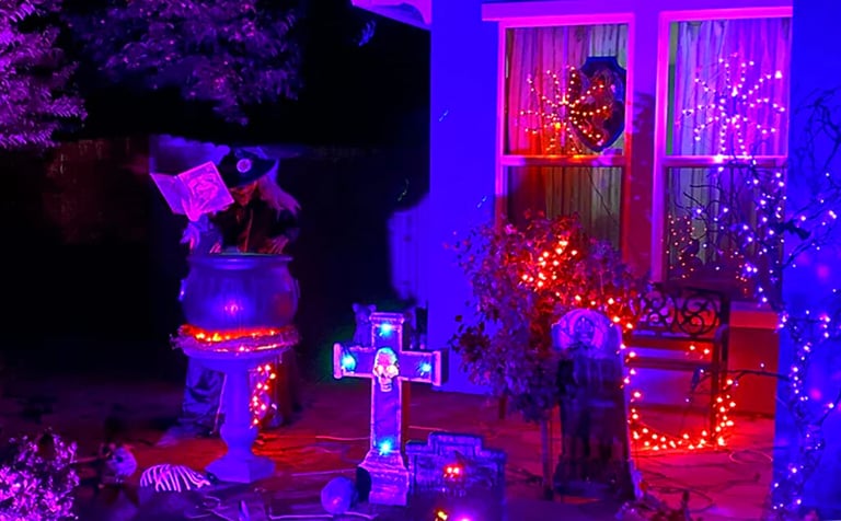 Using blacklight outdoors for Halloween