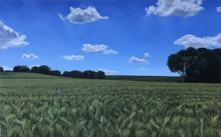 Tableau peinture à l'huile - Une rencontre imprévue (Vexin)