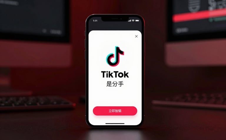 Dynamic, sleek workspace featuring a smartphone displaying a glowing TikTok Shop interface, surrounded by dark moody lighting with striking crimson (#8C0000) and black (#0D0D0D) accents. Professional, cutting-edge agency vibe.