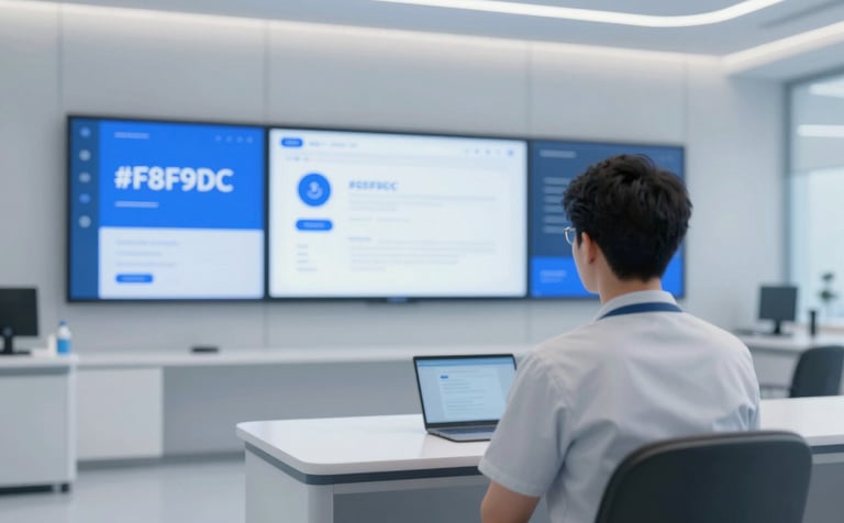 A professional medical environment with advanced digital screens and a sleek, modern classroom. Soft, bright lighting, conveying trust and progress. Palette includes #F8F9FC and #5E9CD1.