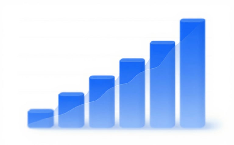 A clean data visualization graphic featuring elegant waves and 3D architectural bars representing data flow. The lighting is bright and professional, utilizing #1A3E6F and #D4DCE4 against a #F8F8F8 background. The image evokes precision and serious research.