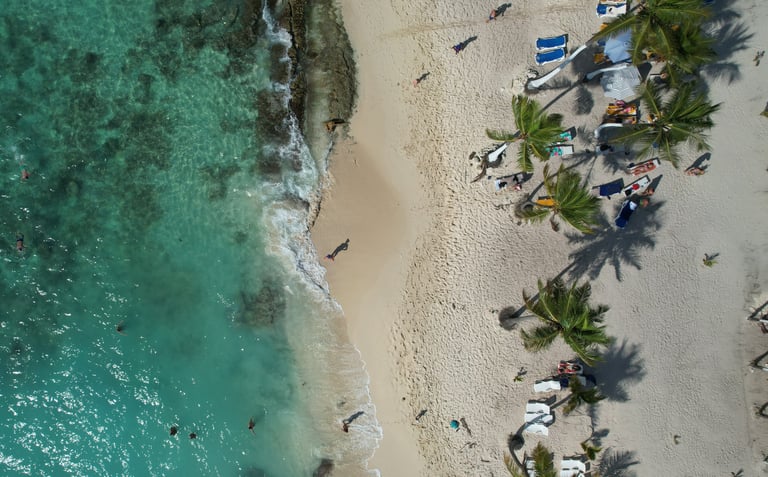 a beach with a lot of people on it catalina island punta cana