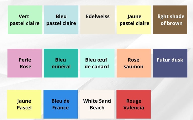 Color of classic collection candles 100% natural from  eclatdeluciole.fr