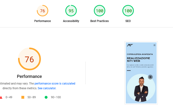 La valutazione di una pagina web del mio sito