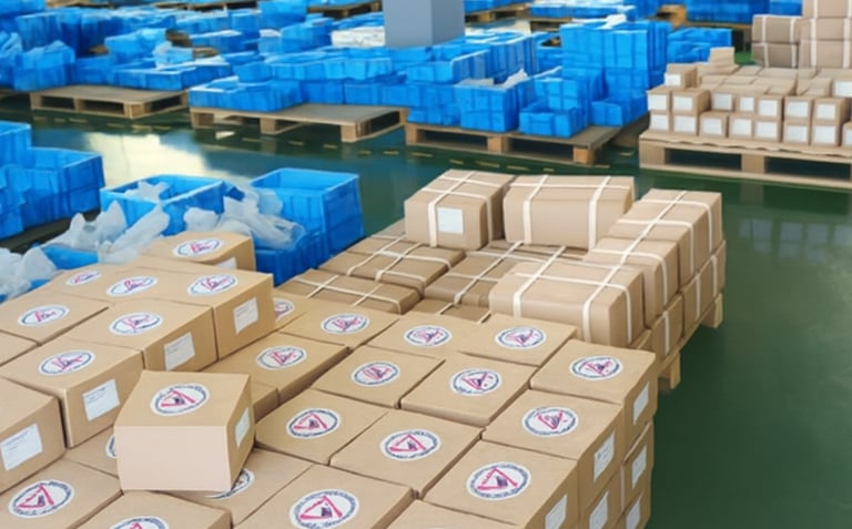 a warehouse warehouse with boxes of boxes of boxes