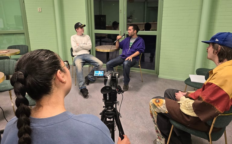 Youth practicing interview and camera set ups