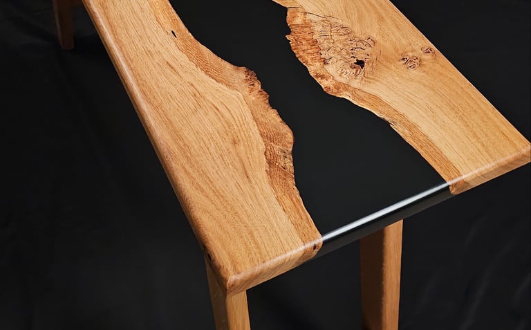 Solid Oak Console Table top angle view