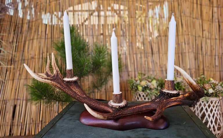 Candle holder from antler horns