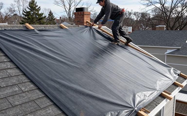 Technician carefully removing soot from a home's interior wall after a fire.