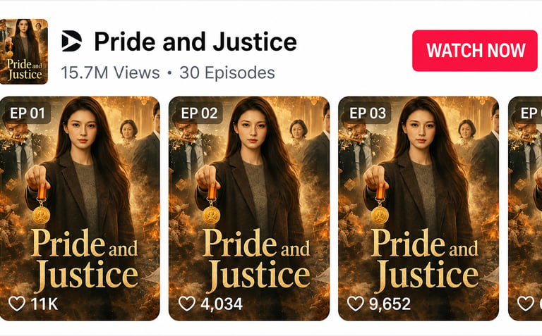 AI series 'Pride and Justice': 15.7M views, verified by platform analytics.