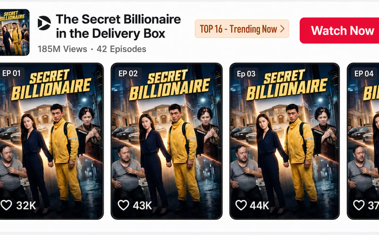 AI series 'The Secret Billionaire': 185M mega views, verified live tracking data.
