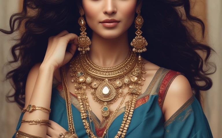 An elegant display of traditional and modern jewellery pieces.