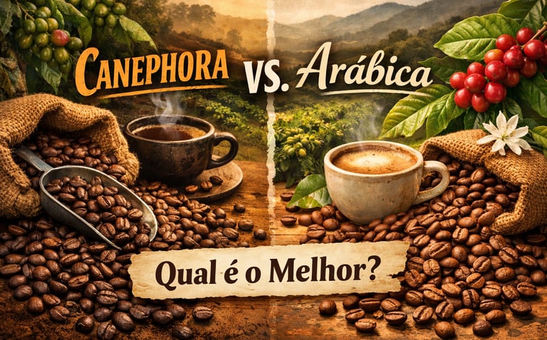 imagem de duas especies de café, canephora versus arabica