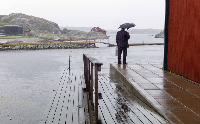 Personne perdue, parapluie, mer, Pierre Thoretton