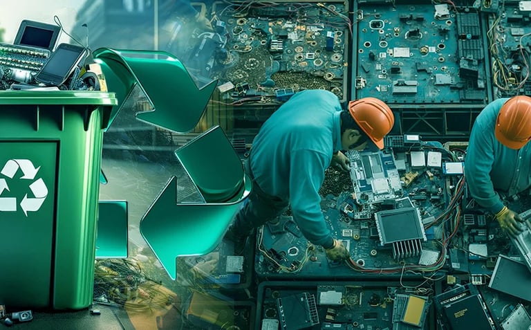 Ekoteknoloji ekibi elektronik geri dönüşüm çalışması