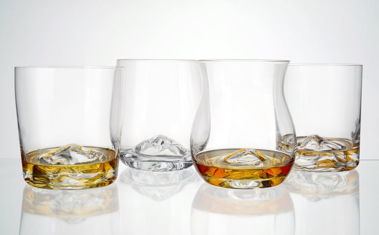 Embossed bottom glass collection