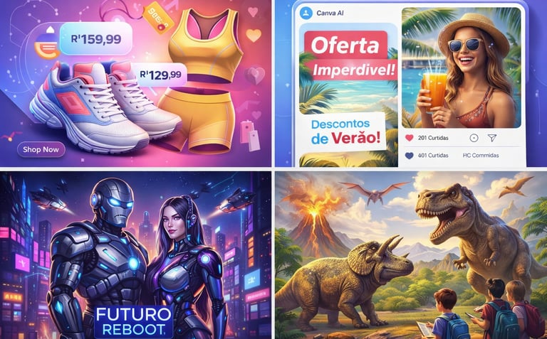 Exemplos de uso da inteligência artificial para criar imagens em blogs, redes sociais, design e jogo