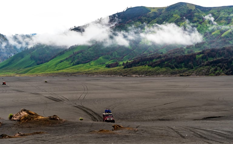 Riding 4x4 Wheel Drive Jeep at Mt. Bromo