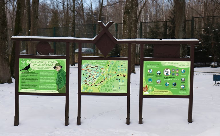 Stands at the zoo. With map, history, and rules for visiting. 