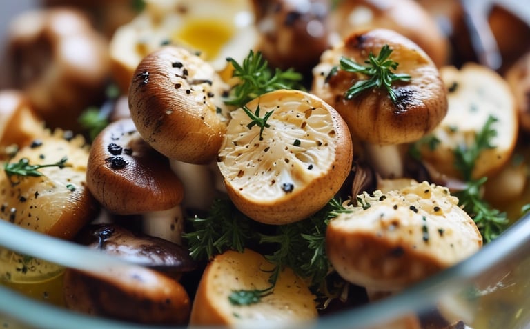 seasoned mushrooms with garlic and parmesan