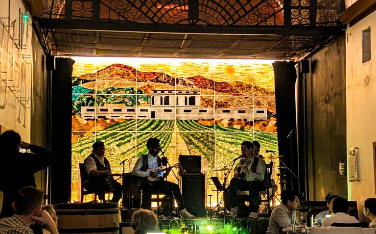 The glass mural of "Cavas de San Juan" vineyard at ORIGENS