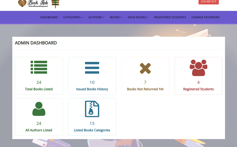 Library Management System - Admin Dashboard page