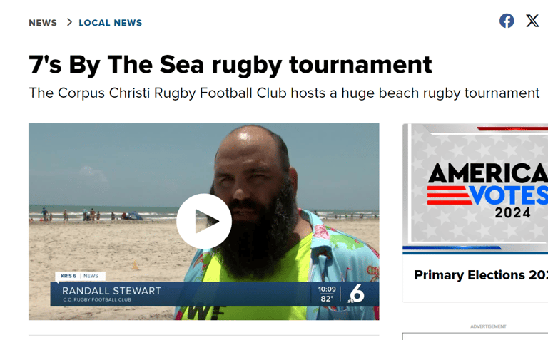 a man in a yellow vest and a blue shirt news article rugby in corpus christi tx