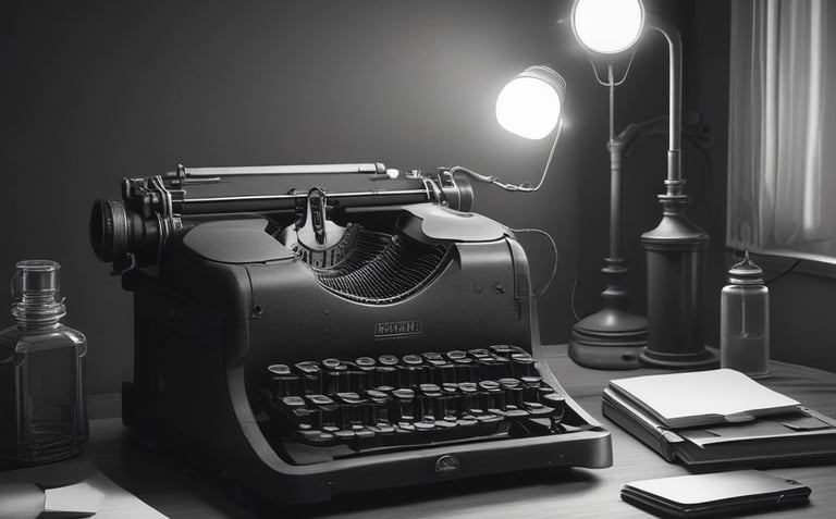 A bookstore kiosk in a shopping mall corridor is stacked with various books on all sides. A person is seated at the central counter with a laptop. Shops are visible in the background, including some with sale signs.